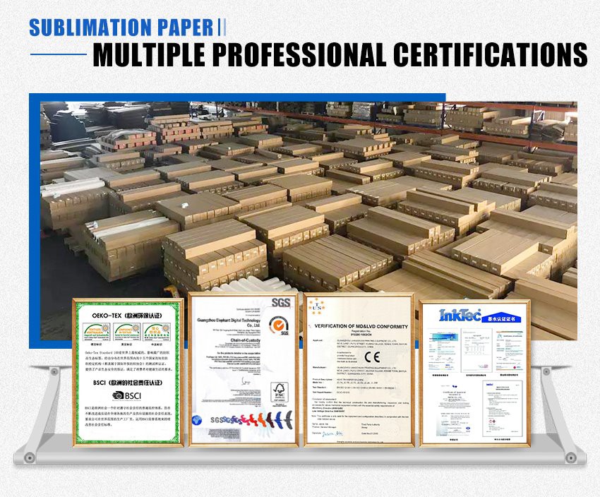 sublimation paper gsm Certificate